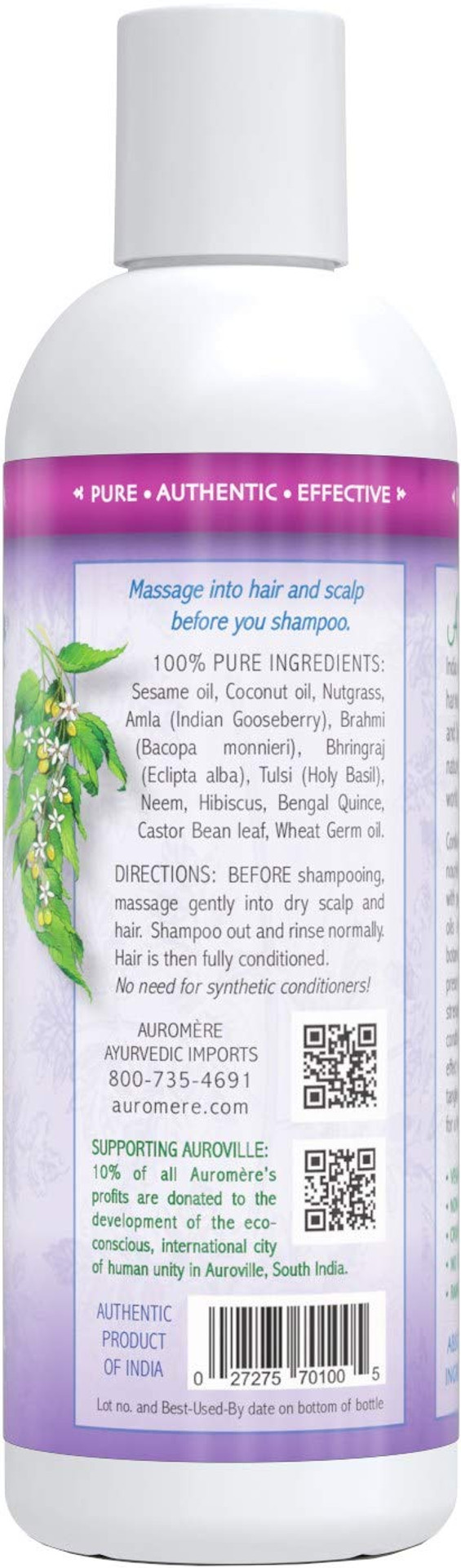Auromere Ayurvedic Pre-Shampoo Conditioner - Vegan, Cruelty-Free, Non-Gmo, Moisturizing, Paraben-Free, Sulfate-Free Hair Oil For All Hair Types (7 Fl Oz)