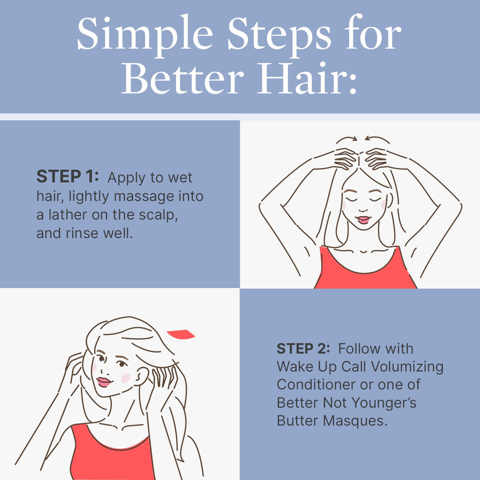 Better Not Younger Wake Up Call Volumizing Shampoo -Designed For Thinning Hair & Women Over 40 - Volumizes, Lifts & Nourishes Color-Safe & Non-Stripping Shampoo For Thin Hair