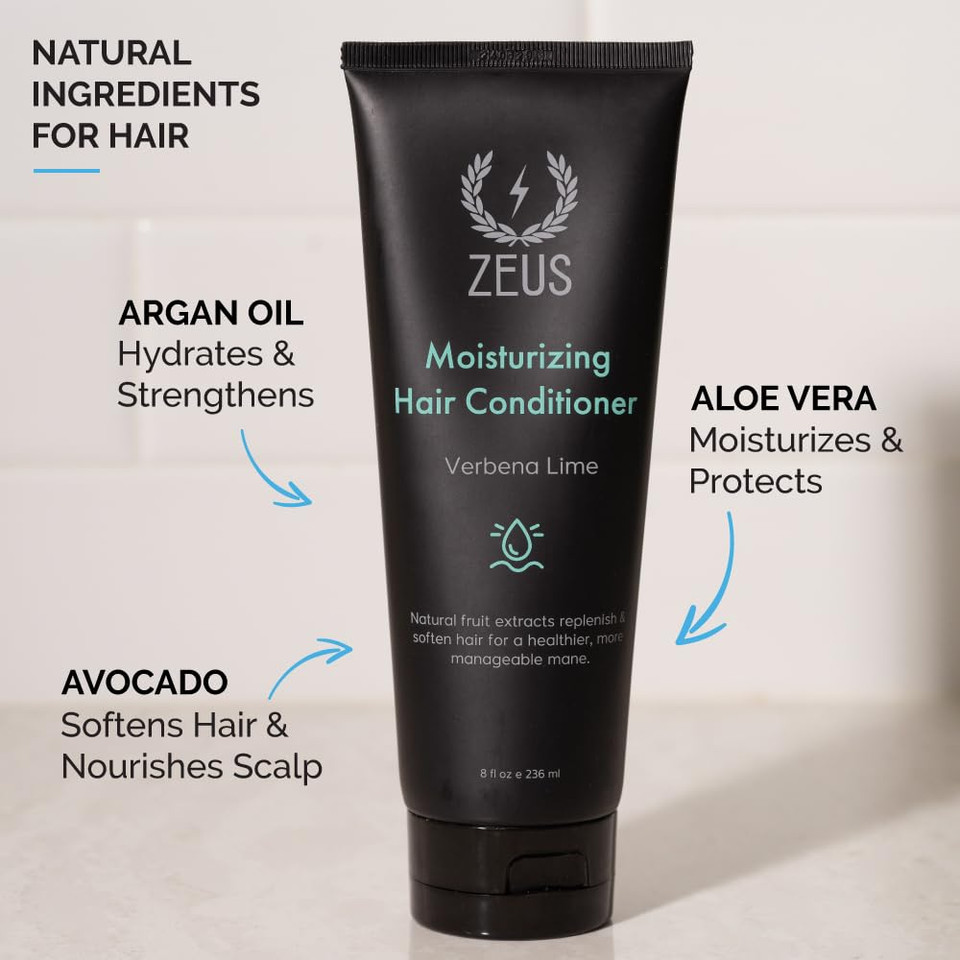 Zeus Daily Moisturizing Shampoo For Men With Natural Fruit Extracts To Cleanse, Strengthen, Hydrate, Nourish And Smooth Hair For Lasting Strength & Shine (Made In Usa) 8 Oz