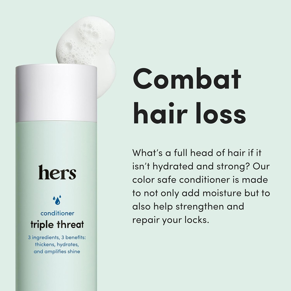 Hers Triple Threat Conditioner For Women - Thickening, Moisturizing, Reduces Shedding - Color Safe Hair Loss Conditioner - Napa Rose - 6.4 Fl Oz