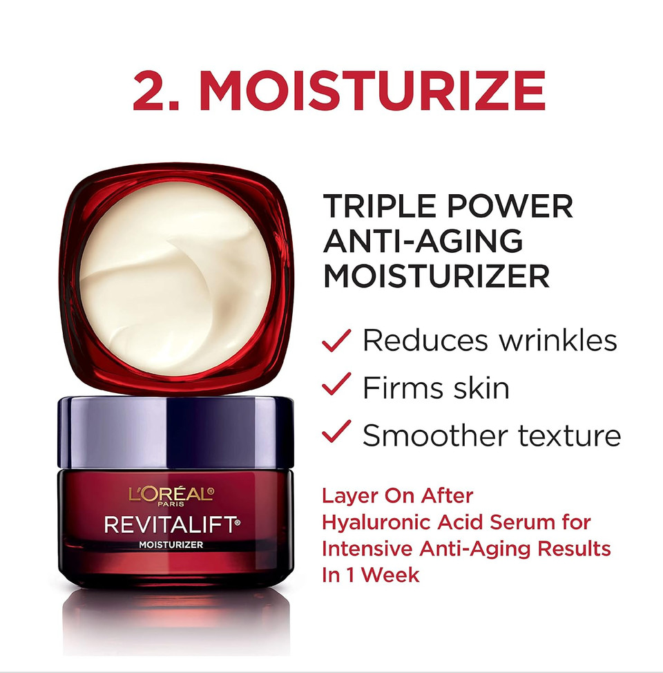 Lã¢ÂOrã£Â©Al Paris Revitalift 1.5% Pure Hyaluronic Acid Face Serum + Triple Power Anti-Aging Face Moisturizer, 1 Kit