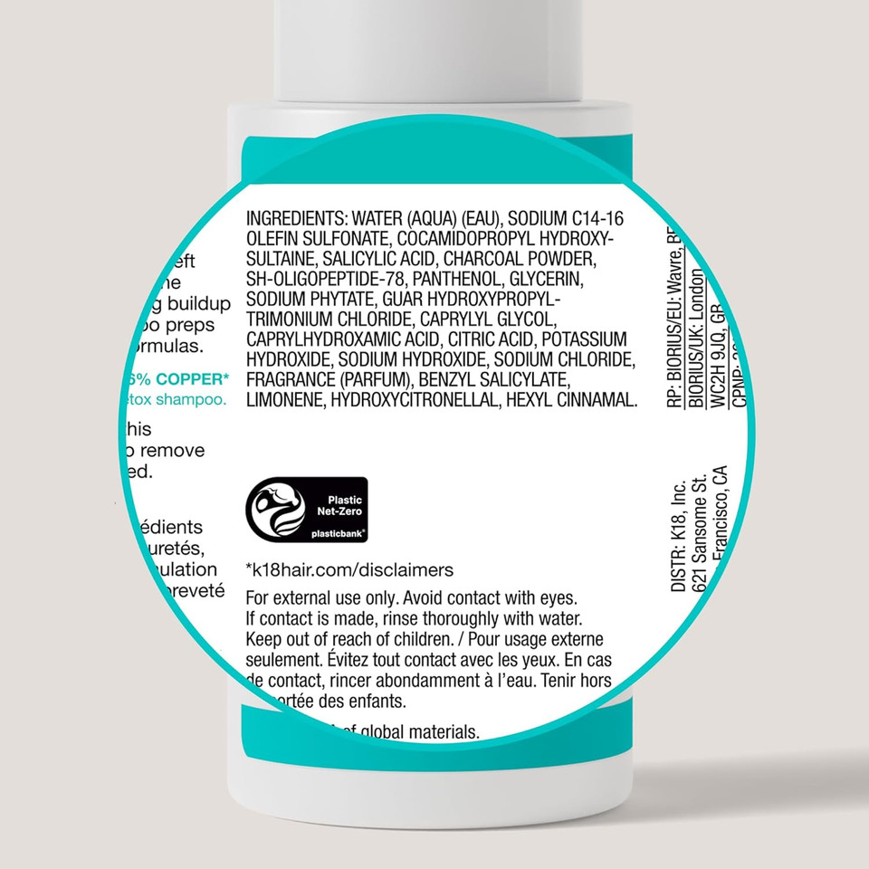 K18 Peptide Prep Color-Safe Detox Clarifying Shampoo, Non-Stripping, Ph-Optimized Cleanse, Removes Product Buildup, Dirt, Oils & Metals, 8.5 Fl Oz