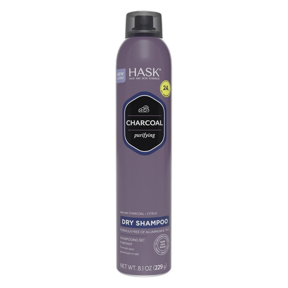 Hask Charcoal Purifying Dry Shampoo  Absorbs Oil, Purifies & Detoxifies Hair, Extends Time Between Washes, No Sulfates Or Parabens, Cruelty-Free  8.1Oz