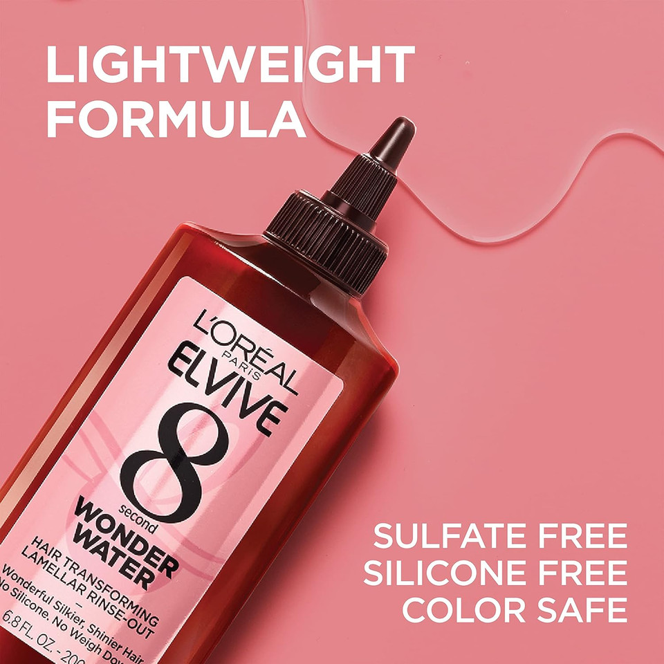 LOreal Paris Elvive 8 Second Wonder Water Lamellar, Rinse Out Moisturizing Hair Treatment For Silky, Shiny Looking Hair, 6.8 Fl; Oz