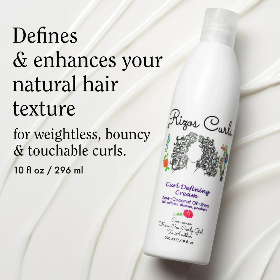 Rizos Curls Trio Bundle, Hydrating Shampoo & Deep Conditioner & Curl Cream Bundle, Gently Cleanse And Hydrate Curly Hair, Style & Define Curls For Frizz Free Volume, For All Curl Patterns 2A - 4C