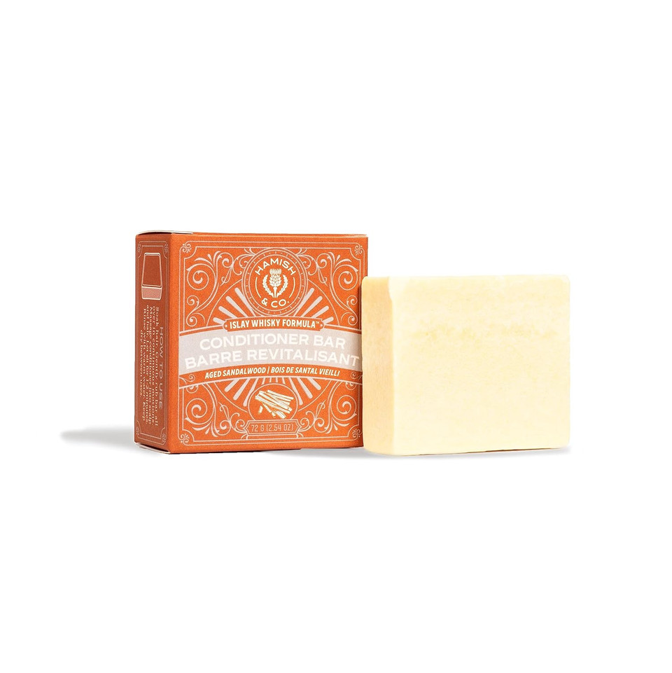 Hamish & Co. Conditioner Bar - Aged Sandalwood - Conditioner For Men - Handcrafted With Scottish Islay And Whiskey Infused - Made From Natural Ingredients - Sulfate, Paraben, Cruelty, And Plastic-Free