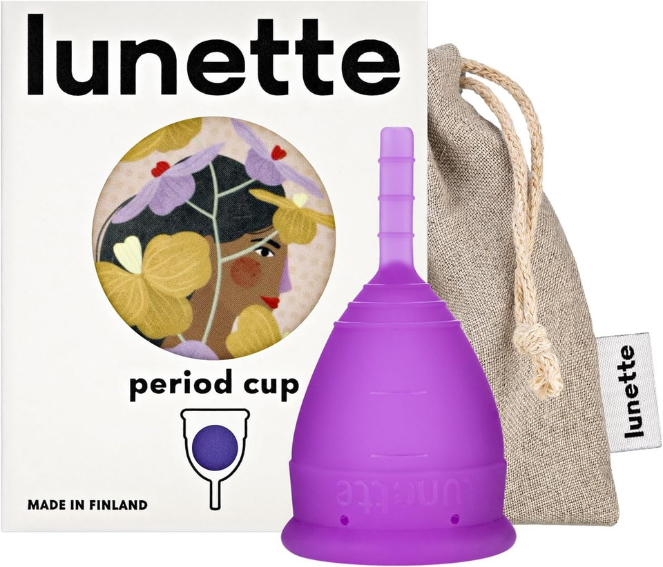 Lunette Menstrual Cup  Best Reusable Period Cup  Wear For 12 Hours And Reuse Up To 10 Years, Violet Size 1 For Light To Moderate Flow
