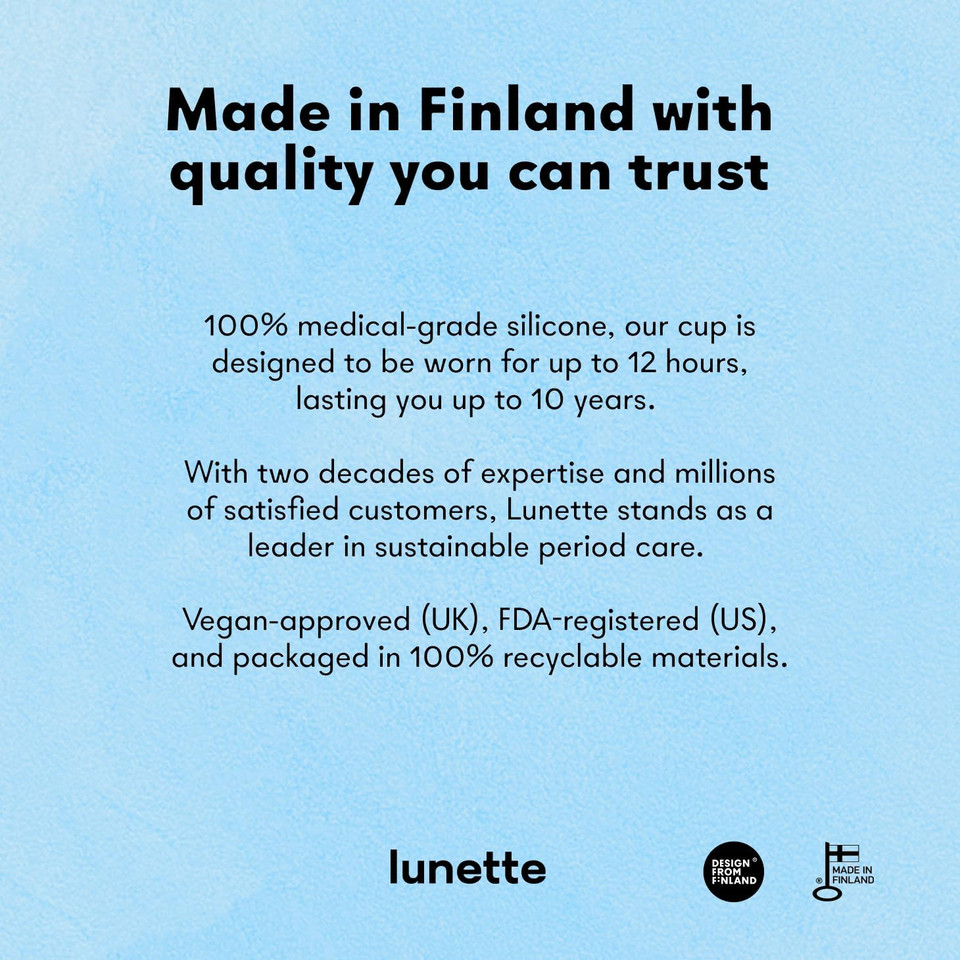 Lunette Menstrual Cup  Best Reusable Period Cup  Wear For 12 Hours And Reuse Up To 10 Years, Violet Size 1 For Light To Moderate Flow