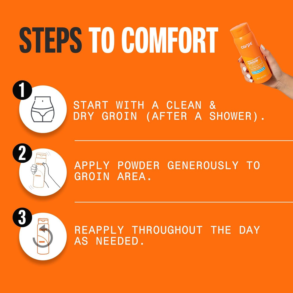 Carpe Sweat Absorbing Talc-Free Body Powder For Women, Anti-Chafing And Safe For Feminine Areas, White Jasmine Scent Carpe Sweat Absorbing Talc-Free Body Powder For Women, Anti-Chafing And Safe For Feminine Areas, White Jasmine Scent