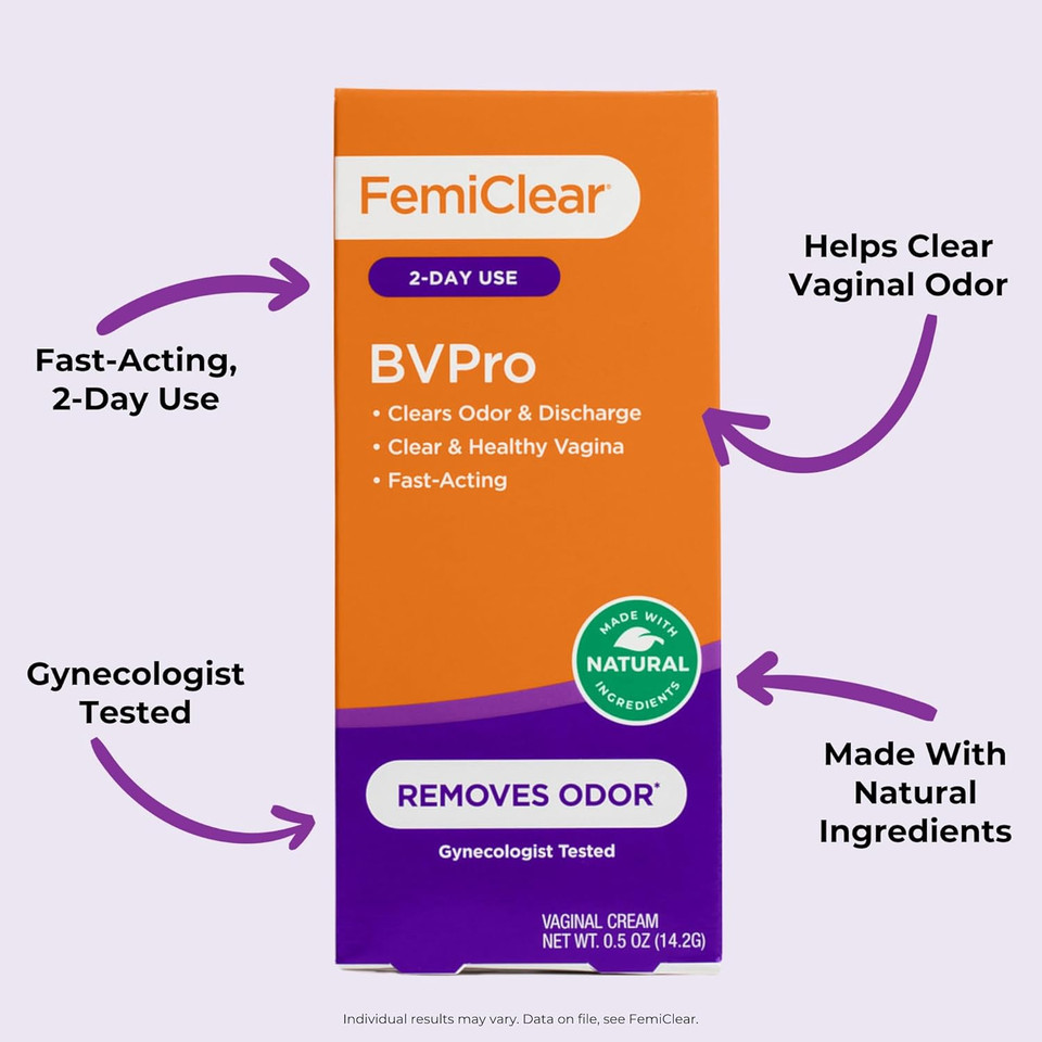Femiclear Bvpro Cream For Vaginal Odor, Feminine Odor Relief, Fast-Acting, Made With Natural Ingredients, 2-Day Use, Gynecologist Tested, Boric Acid Alternative, 0.5Oz Cream
