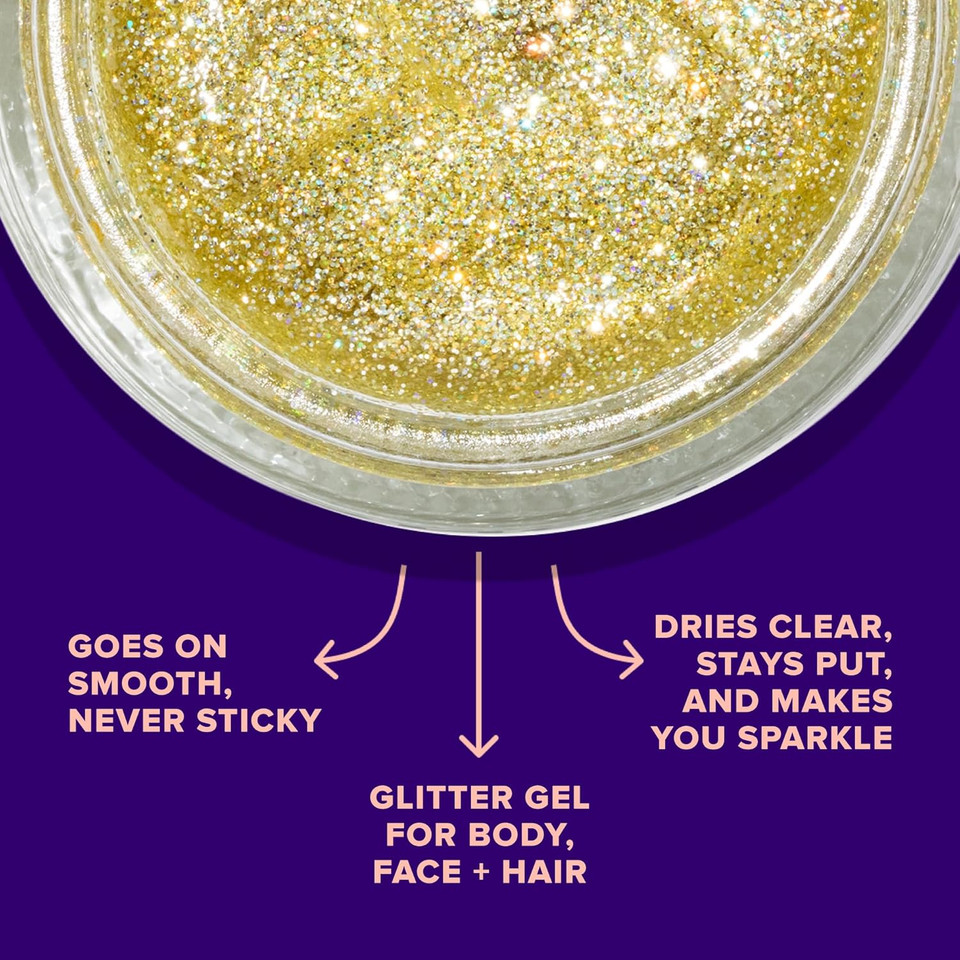 Unicorn Snot Face & Body Glitter - Cosmetic-Grade Holographic Glitter Gel - Makeup For Festivals, Raves, Anime Cosplay - Safe For Face, Easy Application & Removal, 1.7Oz Gold (Bling)
