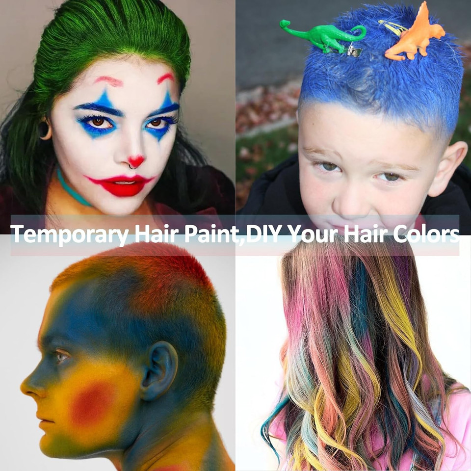 Mysense Clown Makeup Kit,Black White Red Face Body Hair Paint Stick,Water Based Temporary Hair Color,Non-Toxic Cream Facepaint For Adults And Children Halloween Sfx Zombie Vampire Skeleton Cosplay