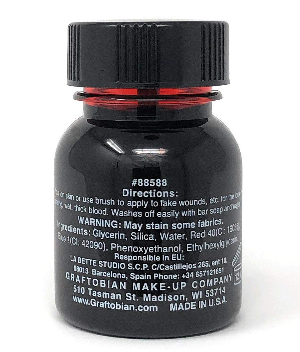 Graftobian Blood Gel 1Oz Bottle - Special Fx Fake Blood For Halloween - Drips & Never Dries