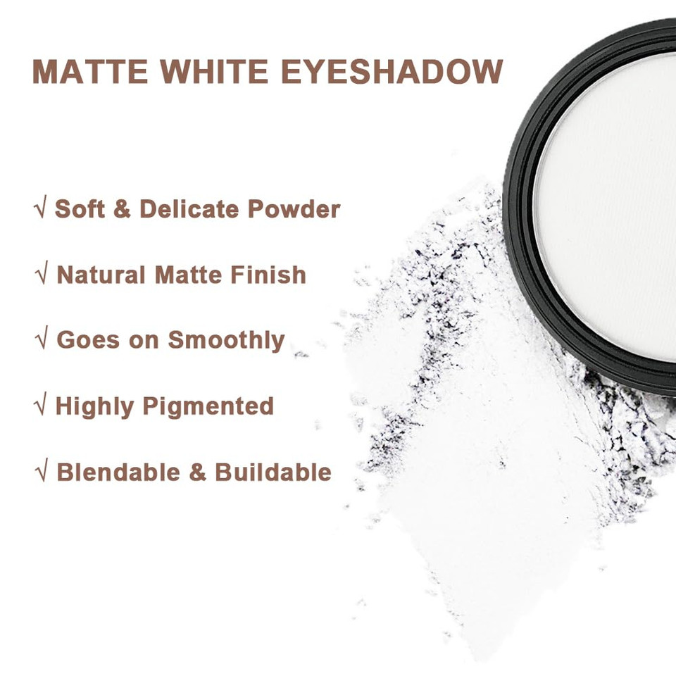 Mysense Matte White Single Eyeshadow Palette, Pressed Powder Eye Shadow Makeup, White Foundation Setting Powder, Smooth High Pigment Long Lasting Vegan & Cruelty Free, 201# White