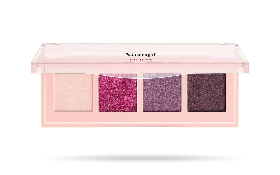 Pupa Milano Vamp! 4 Eyeshadow Palette, 004 Vibrant Plum, 0.183 Oz - Eye Makeup - Matt, Satin, Metallic Finishes - Lightweight - Blends Easily - Talc-Free