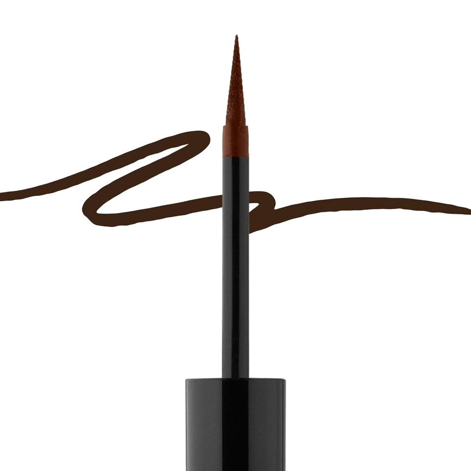 Glo Skin Beauty Precision Liquid Eyeliner (Dark Brown) - Fine, Elongated, Flexible Felt Tip Delivers An Even Application - Fast Drying, Matte Finish, With Caffeine