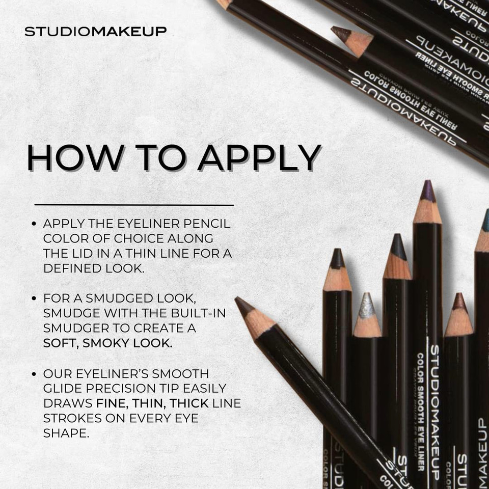 Studiomakeup Color Smooth Eyeliner Pencil  Soft Touch Eye Makeup - Smooth Texture Makeup Pencil Eyeliner - Smoky To Natural Eyeliner - Green Eyeliner Pencil Safe For Sensitive Eyes