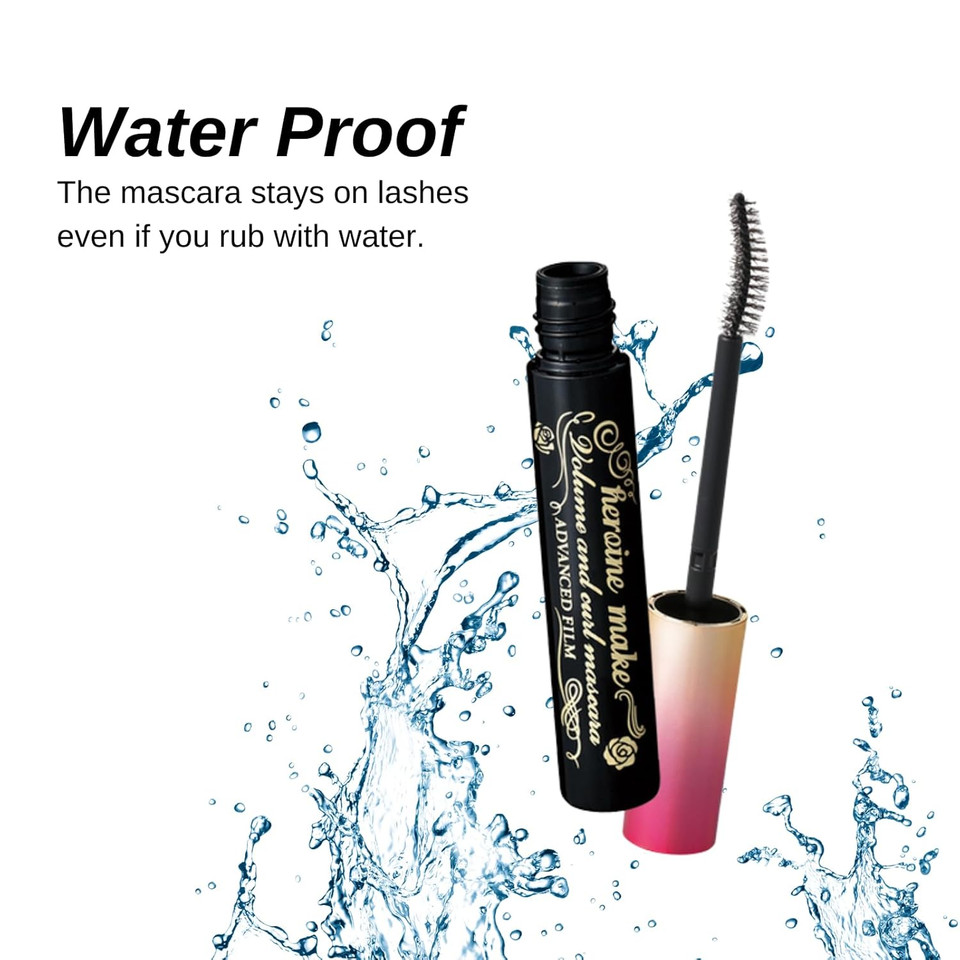 Heroine Make By Kissme Volume & Curl Mascara Advanced Fil, Keep Tubing Mascara Waterproof & Long-Lasting Dense Volumizing & Curl With Curvy Brush, 6 Natural Serums, Made In Japan 1 Ea