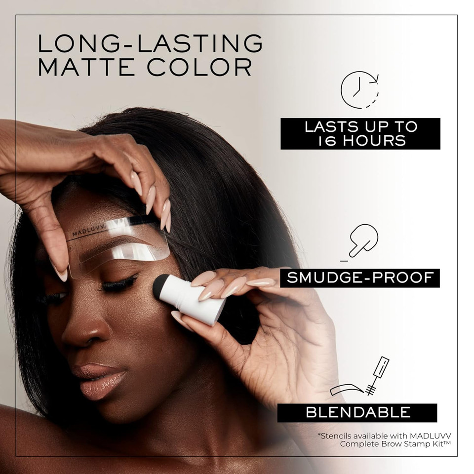 Madluvv Brow Stamp Refill* - Color Stamp For Brows & Root Touch Up For Women & Men, Instantly Conceal Hair Loss, Grey Hair, Thinning Hair With Stain-Proof/Smudge-Proof Powder Formula (Nearly Black)