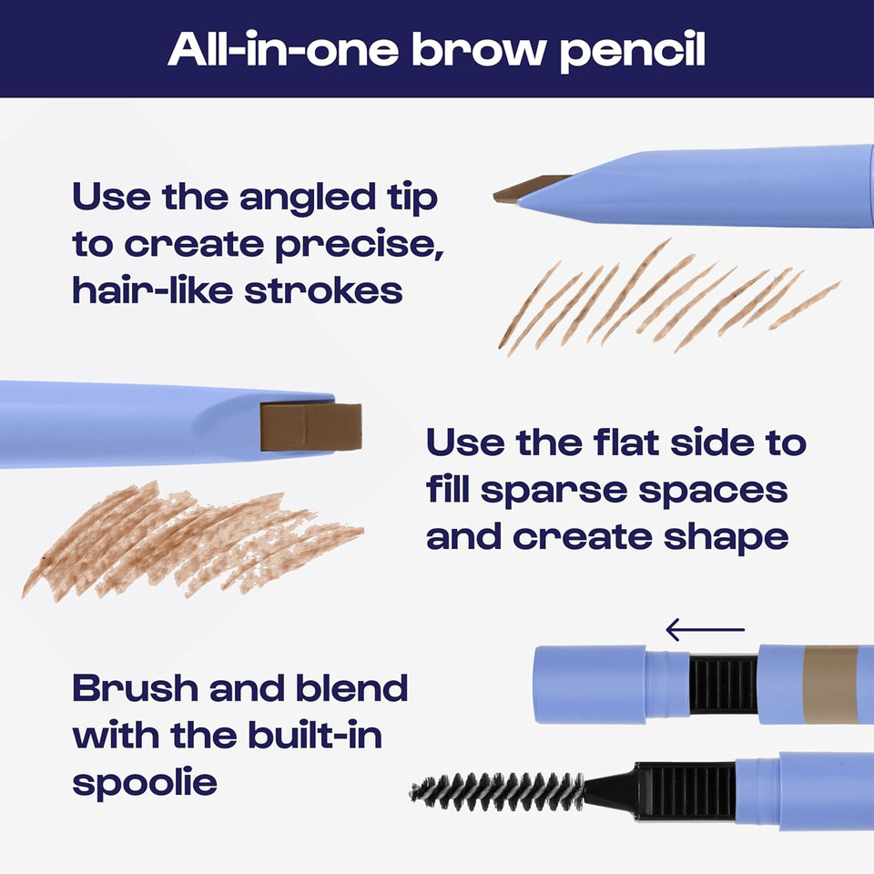 Alleyoop Swift Eyebrow All-In-1 Brow Definer With Built-In Sharpener & Spoolie Brush, Water & Smudge Resistant And Eyebrow Pencil For Women, Natural Matte Finish, Vegan, Cruelty-Free (Dark Brown)
