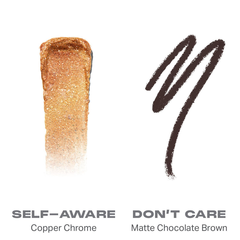 Morphe Mixed Signals Dual-Ended Eyeshadow Stick - Cream Eyeshadow Pigment & Chrome Liquid Flakes For Bold, Layered Eye Makeup Looks - Committed/Conflicted (0.96 Oz)