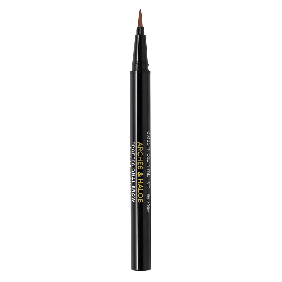 Arches And Halos Fine Bristle Tip Pen - Eyebrow Pencils For Women - Vegan Brow Pencil - Smudge-Proof, Buildable Formula - Dark Brown - 0.02 Oz