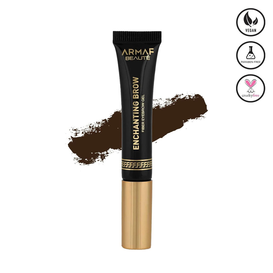 Armaf Beauté Enchanting Brow Fiber Eyebrow Gel: Clear Eyebrow Gel For Natural Finish, Lightweight With Precise Application | Waterproof Eyebrow Gel | Ebony