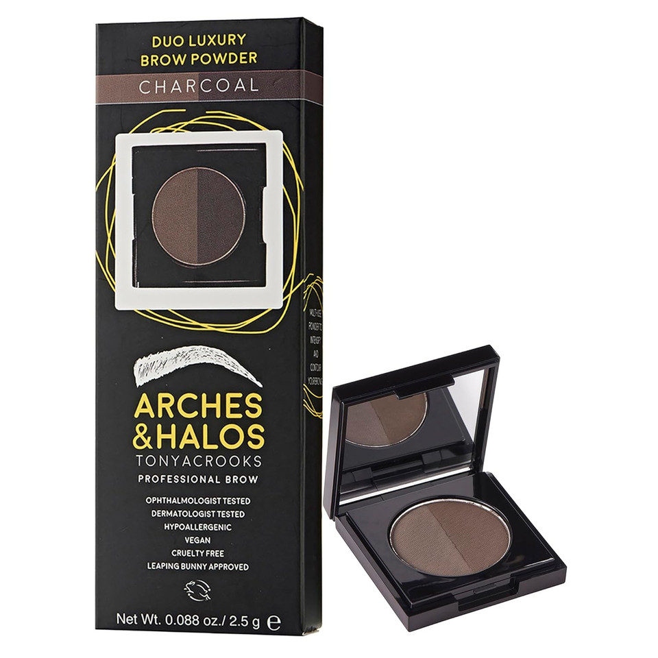 Arches And Halos Duo Luxury Brow Powder - Eyebrow Shaper And Color - Powder Compact With 2 Neutral Shades - Sunny Blonde - 0.1 Oz