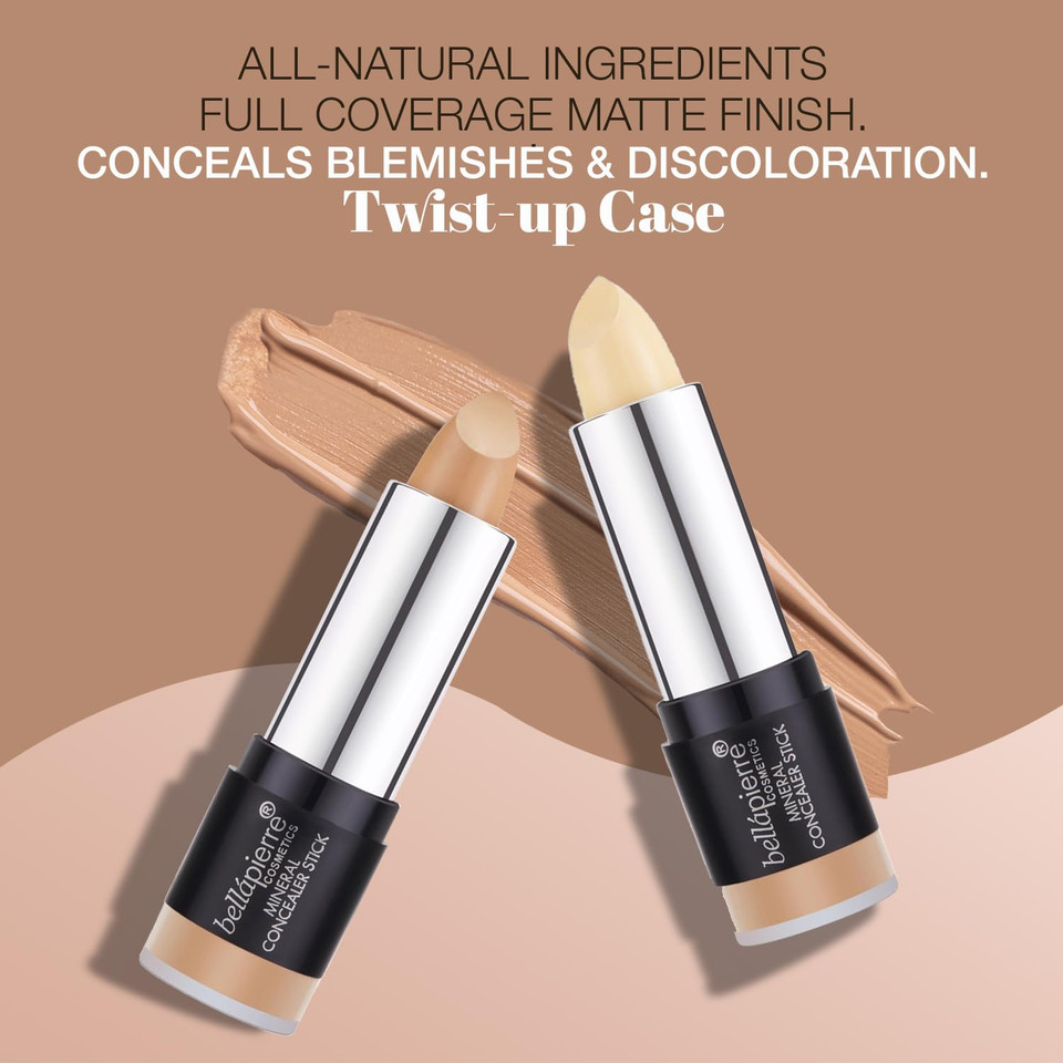 Bellapierre Mineral Concealer Stick | Easy To Blend Natural Wax Matte Makeup | Hides Acne, Discoloration & Blemishes | Non-Toxic And Paraben Free | All Day Wear - (Dark/Deep)