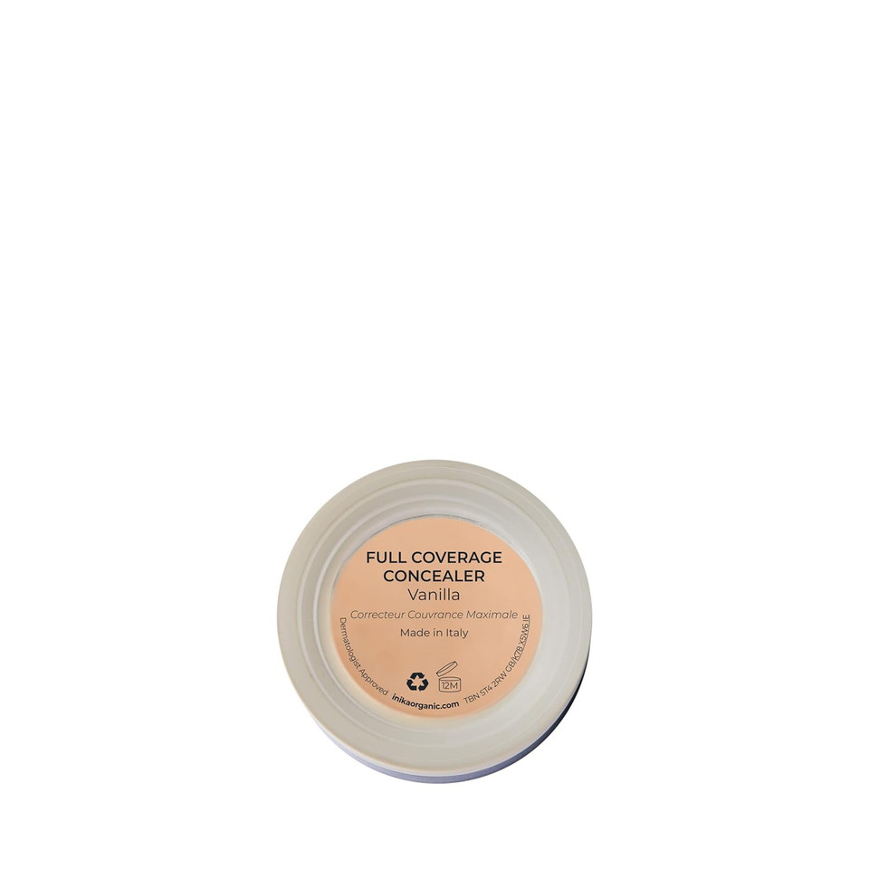 Inika Organic Full Coverage Concealer | Erase Dark Circles, Cover Up Blemishes, Creamy Formula, Vegan Ingredients, All Day Wear That Hydrates And Nourishes. Vanilla