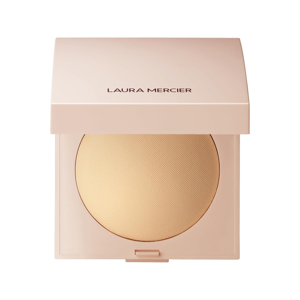 Laura Mercier Real Flawless Luminous Perfecting Talc-Free Pressed Finishing Powder, Creamy Formula, Light Coverage, Natural Luminous Finish, Enlivens Skin, Adds Dimension