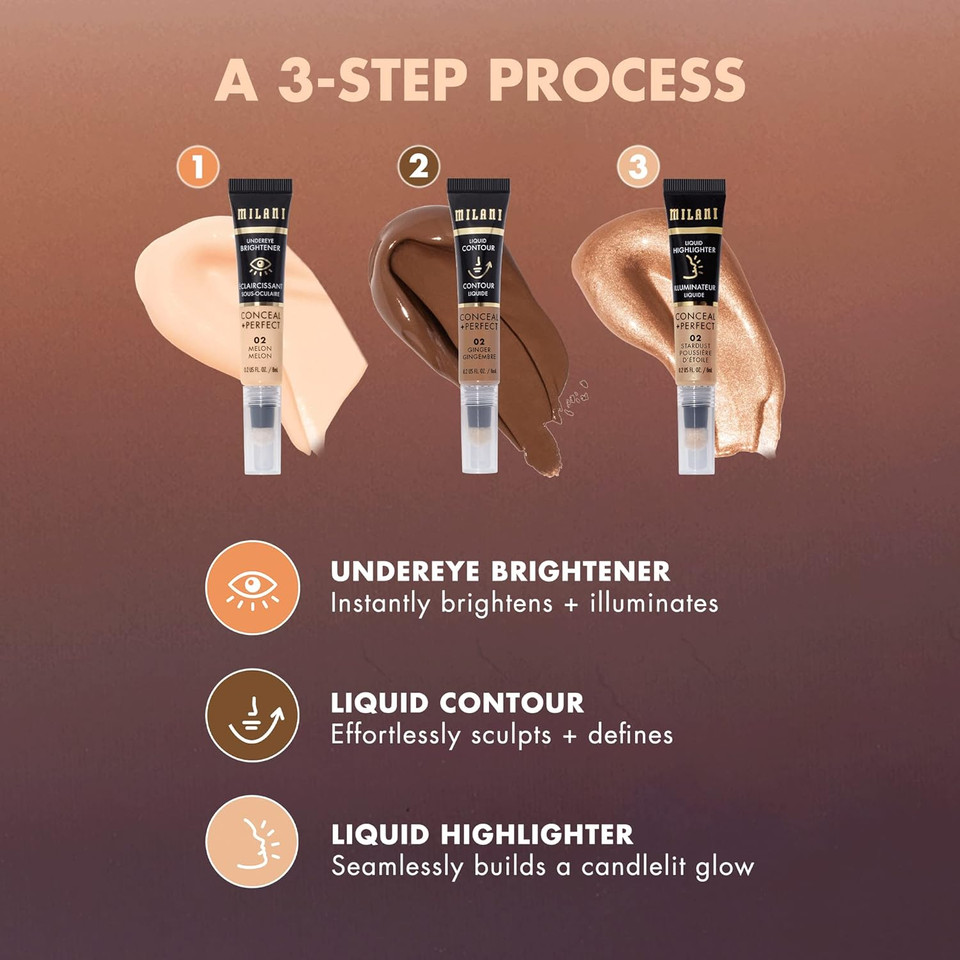 Milani Conceal + Perfect Liquid Highlighter For Added Glow, Face Lift Collection - Lunar Milani Conceal + Perfect Liquid Highlighter For Added Glow, Face Lift Collection - Lunar