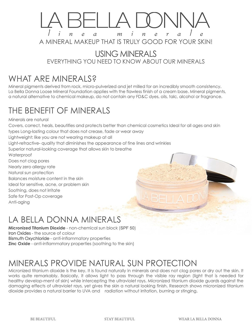 La Bella Donna Loose Mineral Foundation, Non-Chemical Spf50, Only 4 Ingredients, Reef-Safe, Non-Nano, Natural Mineral Makeup With Sun Protection | 10G | Honey