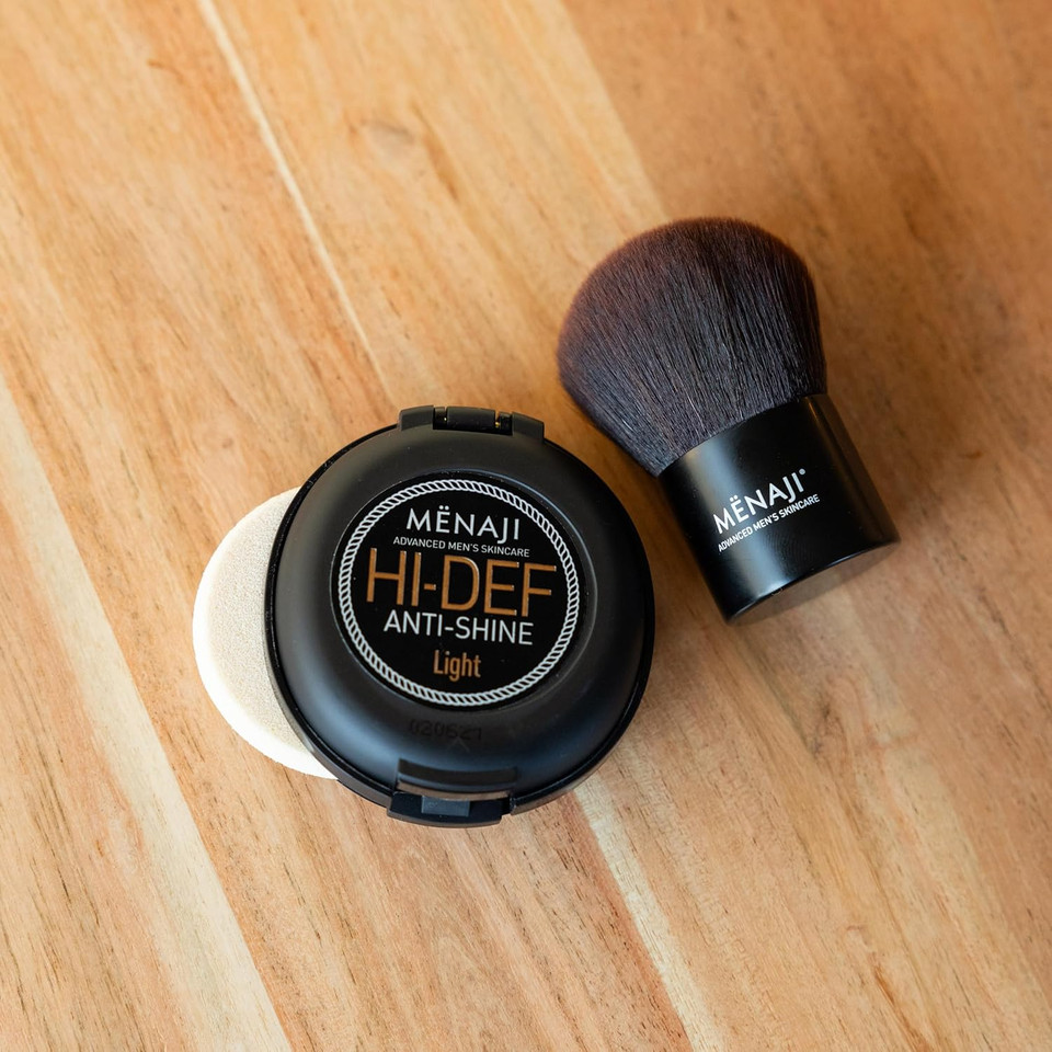 Mënaji Anti-Shine Powder (Hdpv) - Anti-Shine Face Make-Up For Men - Natural Looking Makeup - Mens Cosmetics - Bronze