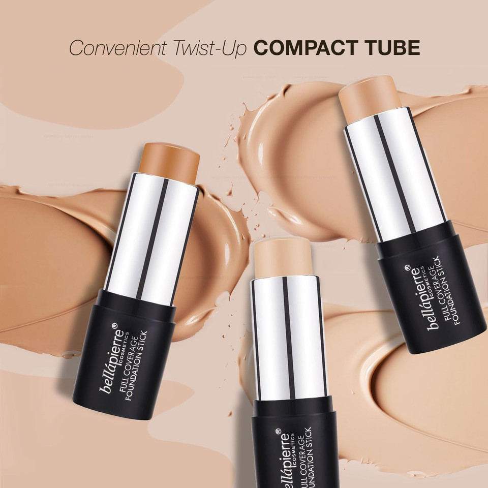 Bellapierre Mineral Foundation Stick | Full Coverage Matte Finish | Cruelty Free | Non-Toxic And Paraben Free | Compact Tube - 0.35 Oz - Dark