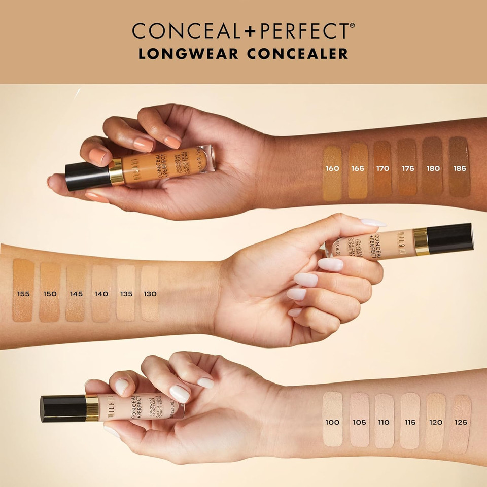 Milani Conceal + Perfect Longwear Concealer Full Coverage Infused With Hyaluronic Acid & Vitamin E, Cover Dark Circles, Blemishes & Skin Imperfections For Long-Lasting Wear - Ivory Rose