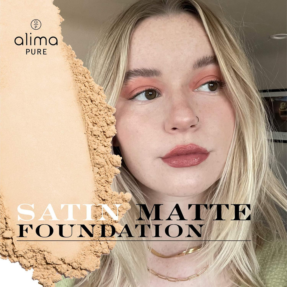 Alima Pure Matte Foundation - Loose Mineral, Oil Free, Talc Free Powder Makeup With Full Coverage, Natural Finish .15 Oz/4.5G