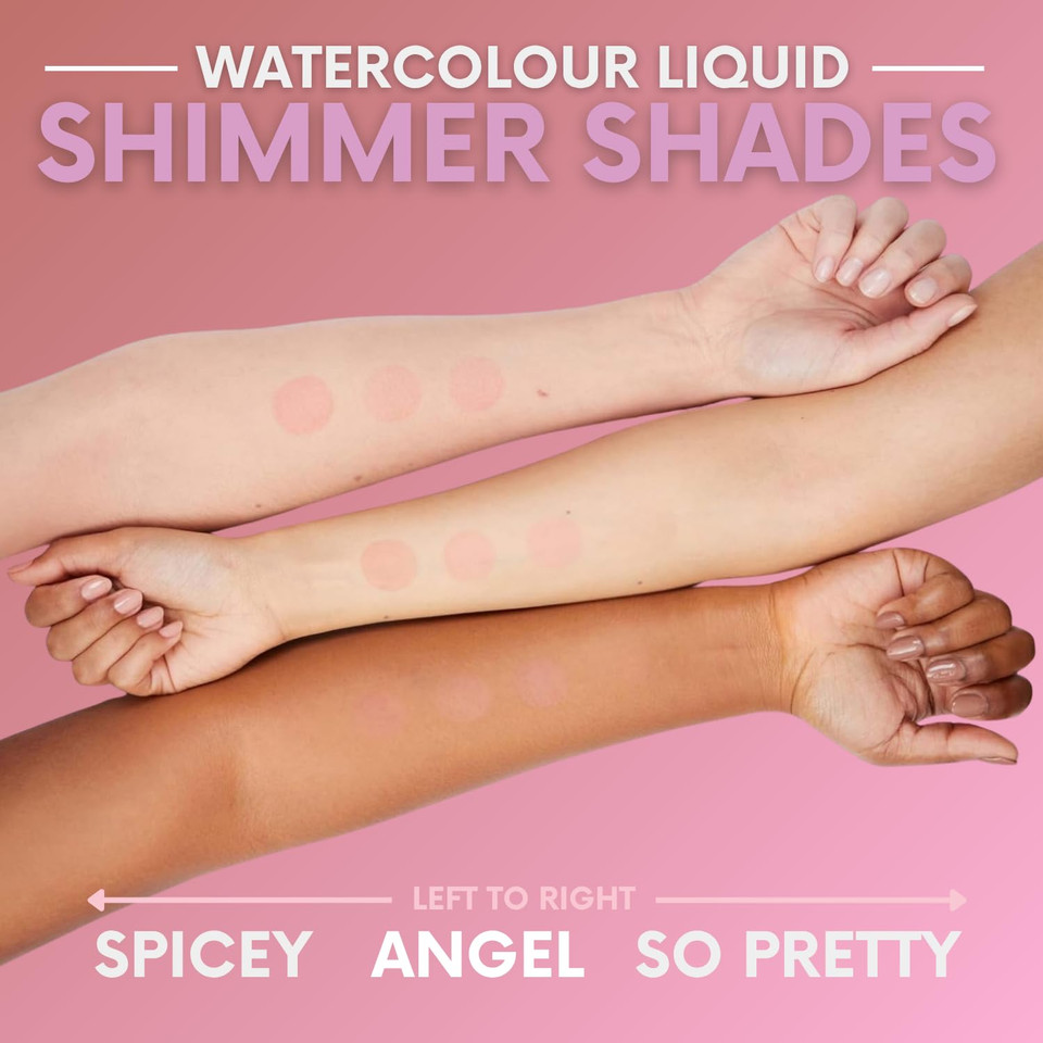 Watercolour Blush Liquid Angel. Buildable & Blendable Long-Lasting Waterproof Liquid Blush For Cheeks & Lips For All Skin Types Including Mature, Dry, Combination & Oily