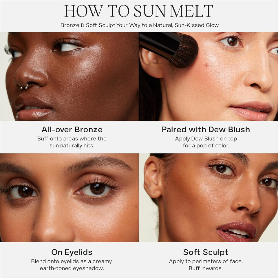 Saie Sun Melt Cream Bronzer - Buildable Balm Face Bronzer For Effortless Sculpting - Cream Contour Enriched With Vitamin C, Nourishing Skincare Ingredients & A Natural Finish - Medium Bronze (1 Oz)