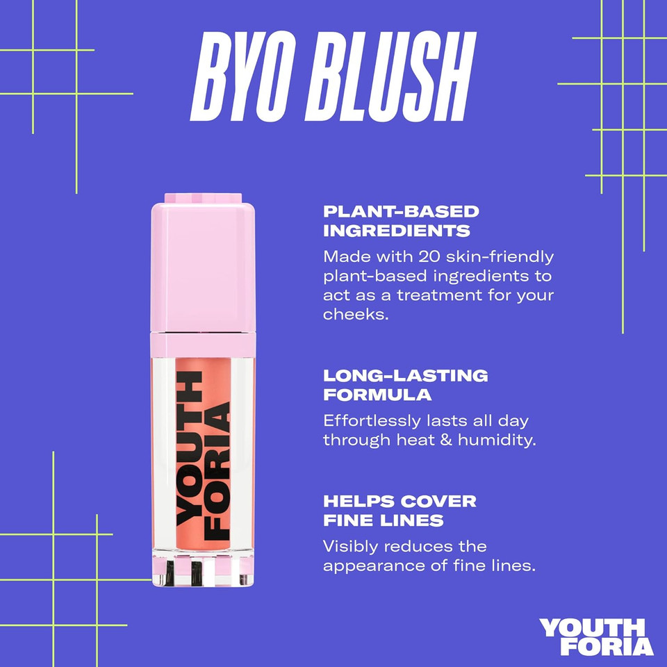 Youthforia Byo Blush, Tinted Blush Oil For Youthful Vibrancy, Blendable, Hydrating & Lightweight Formula, Vegan & Cruelty-Free, Turn Up The Sunshine