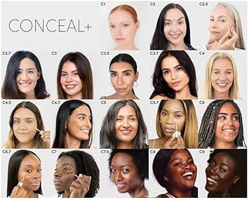 Fitglow Beauty Conceal+ | Vegan Full Coverage Concealer Skincare With Vitamin K + Green Tea | Corrects Dark Circles, Blemishes & Redness | Non-Creasing, Natural Finish | C4.7-6G