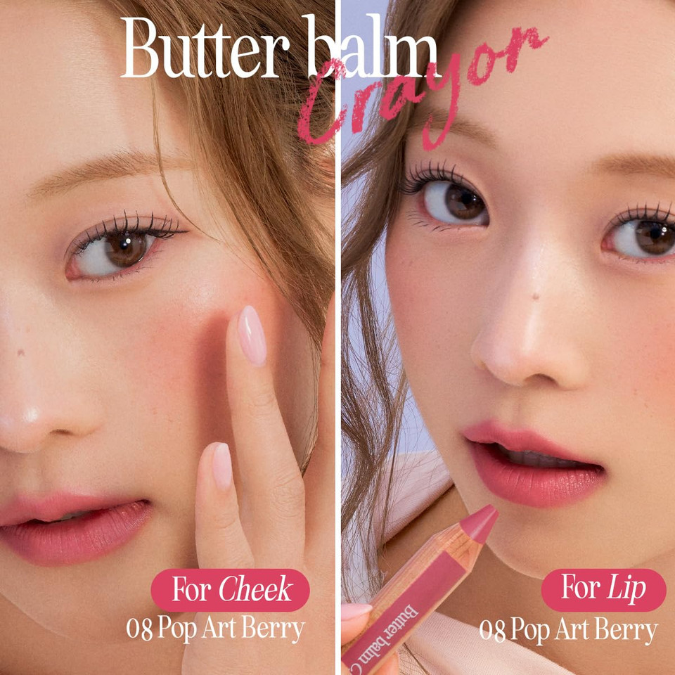 Clio Butter Balm Crayon, 2-In-1 Lip And Cheek Tint, Buildable Lightweight Cream Blush, Crayon Lipstick Makeup (004 Modern Art Beige, One Size)