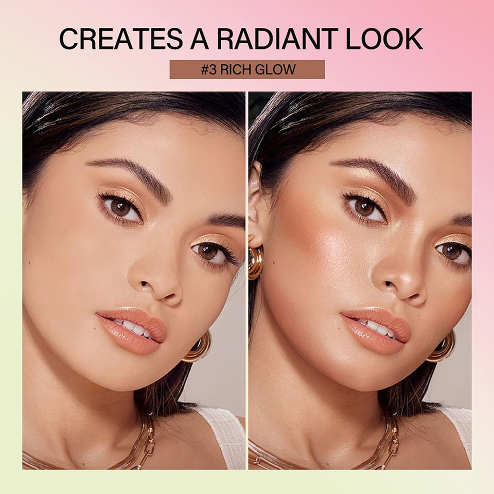 Mysense Cream Bronzer Stick, Shimmer Face Highlighter Stick, Buildable Highlight Contour Stick Makeup, Silky Smooth Formula For A Natural Radiant Look, 02 Soft Glow