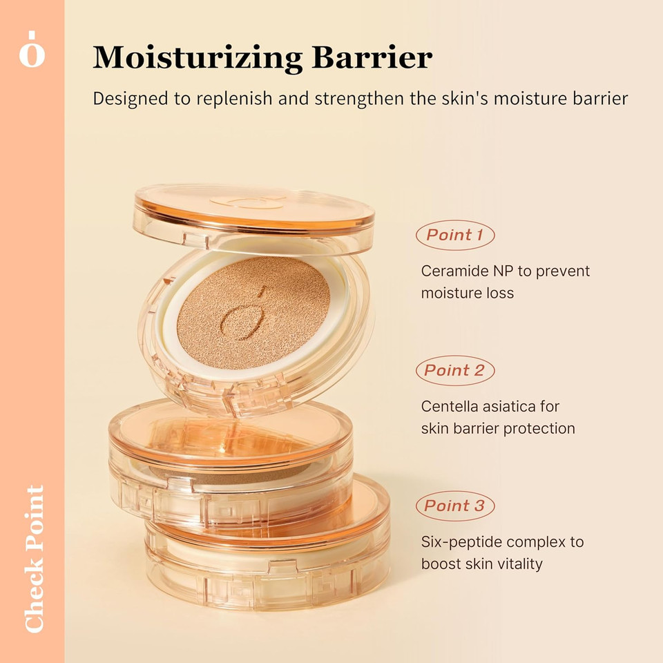 Skin Barrier Glow Cover Cushion, All-Day Coverage, Glow Finish, Lightweight, Skincare-Like Texture, Non-Cakey Makeup, Korean Cushion Foundation (#13C First Snow, 0.15 Oz)