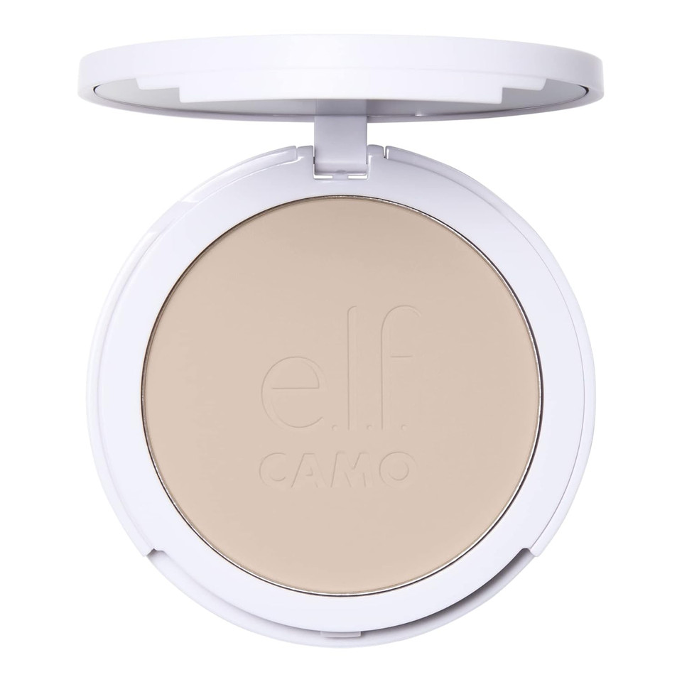 E.L.F. Camo Powder Foundation, Lightweight, Primer-Infused Buildable & Long-Lasting Medium-To-Full Coverage Foundation, Medium 355 W