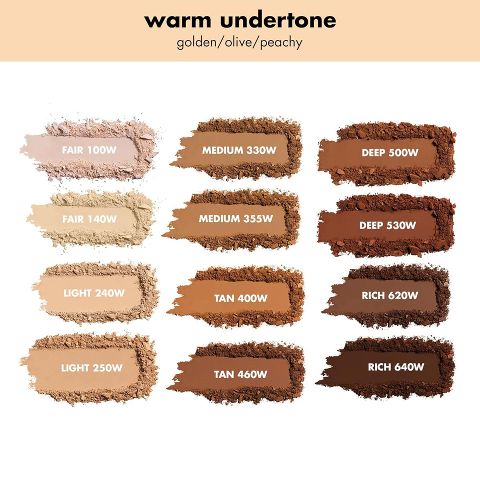 E.L.F. Camo Powder Foundation, Lightweight, Primer-Infused Buildable & Long-Lasting Medium-To-Full Coverage Foundation, Medium 355 W
