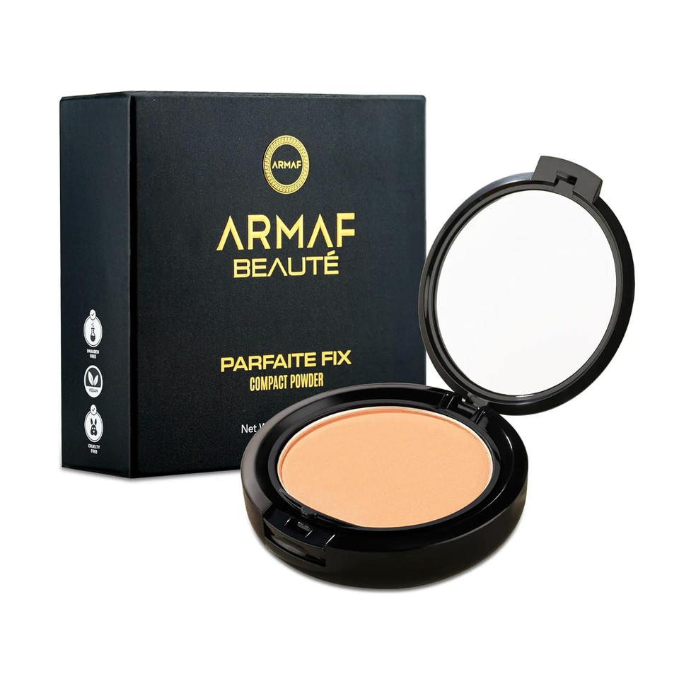 Armaf Beauté Parfaite Fix - Compact, Pressed Powder, Ultra Fine Powder, Blur Imperfections, 6 Shades To Choose | Warm Beige