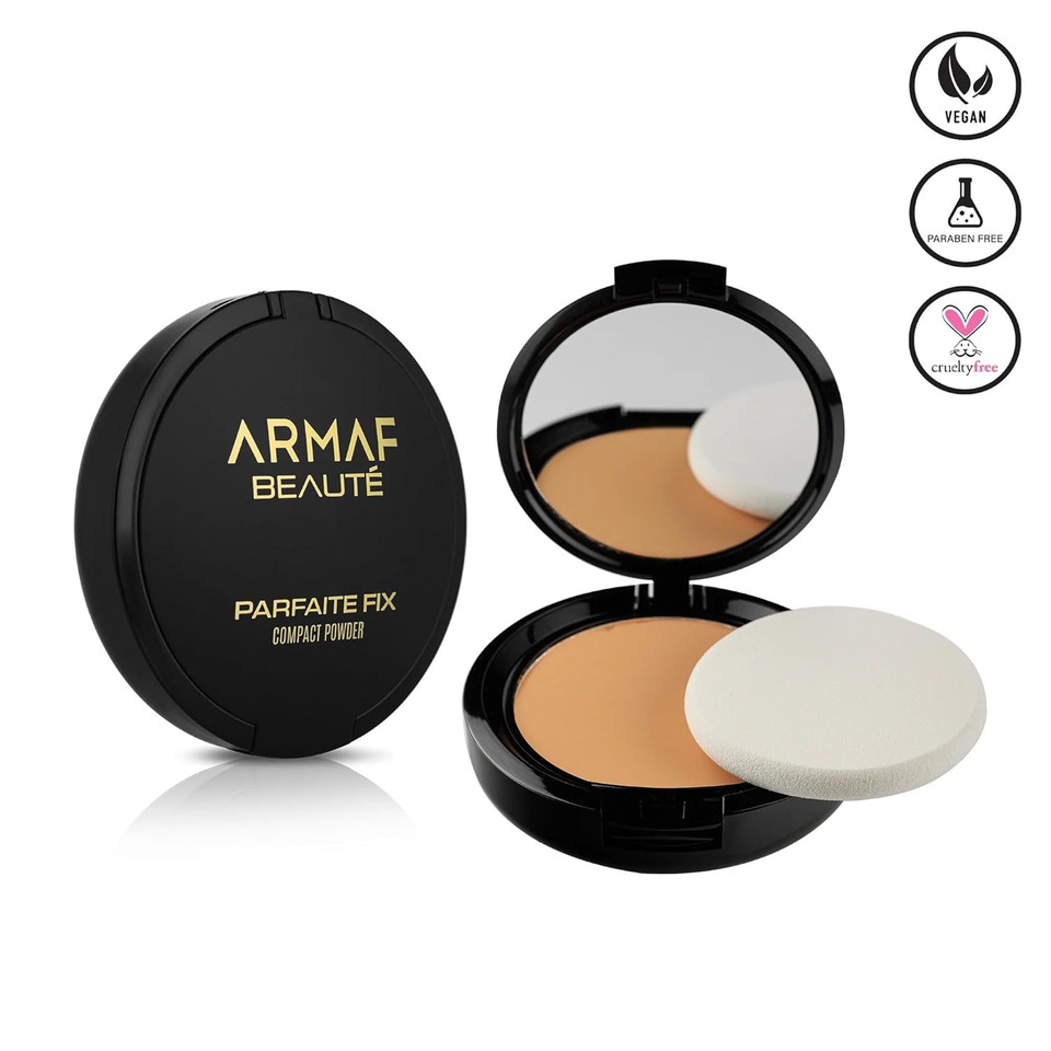 Armaf Beauté Parfaite Fix - Compact, Pressed Powder, Ultra Fine Powder, Blur Imperfections, 6 Shades To Choose | Warm Beige