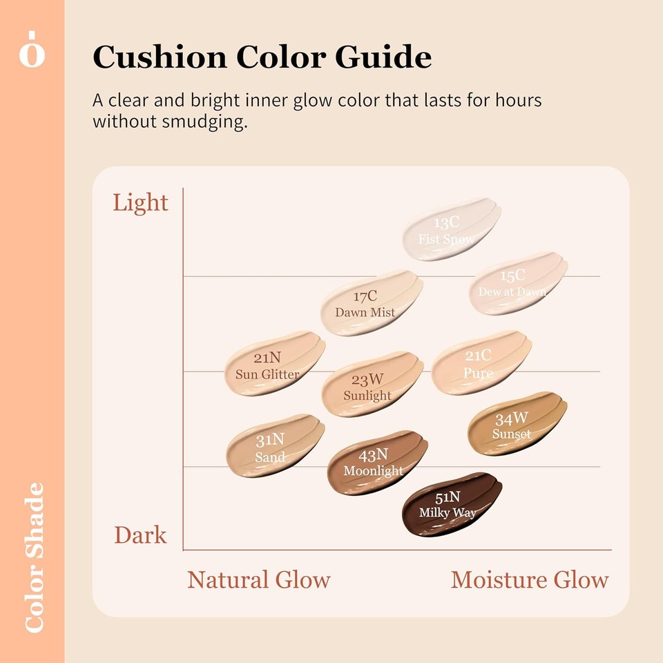 Skin Barrier Glow Cover Cushion, All-Day Coverage, Glow Finish, Lightweight, Skincare-Like Texture, Non-Cakey Makeup, Korean Cushion Foundation (#31N Sand, 0.49 Oz)
