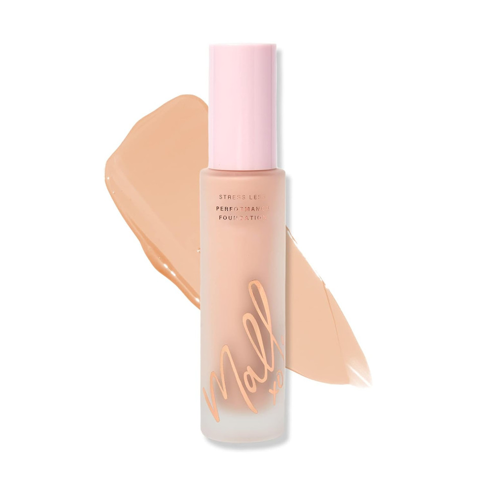 Mally Beauty Stress Less Performance Foundation - Light - Buildable Medium To Full Coverage - Lightweight Foundation Liquid - Niacinamide Brightens And Hydrates Skin - Satin Finish